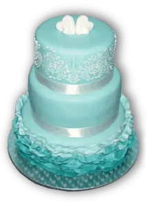 Krásný svatební třípatrový dort v zelené barvě